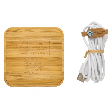 Logotrade promotional item picture of: Bamboo 10W wireless charger with USB