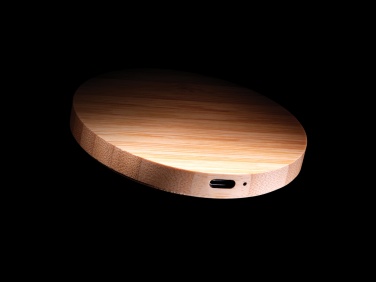 Logo trade advertising products picture of: Bamboo 15W wireless charger