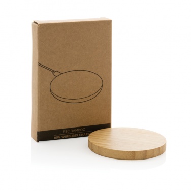 Logo trade advertising products picture of: Bamboo 15W wireless charger