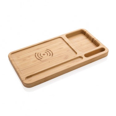 Logotrade corporate gift picture of: Bamboo desk organiser 10W wireless charger