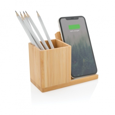 Logo trade advertising products picture of: Calgary bamboo 10W wireless charger