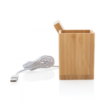 Logo trade corporate gifts picture of: Calgary bamboo 10W wireless charger