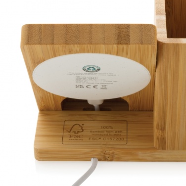 Logo trade promotional giveaways picture of: Calgary bamboo 10W wireless charger