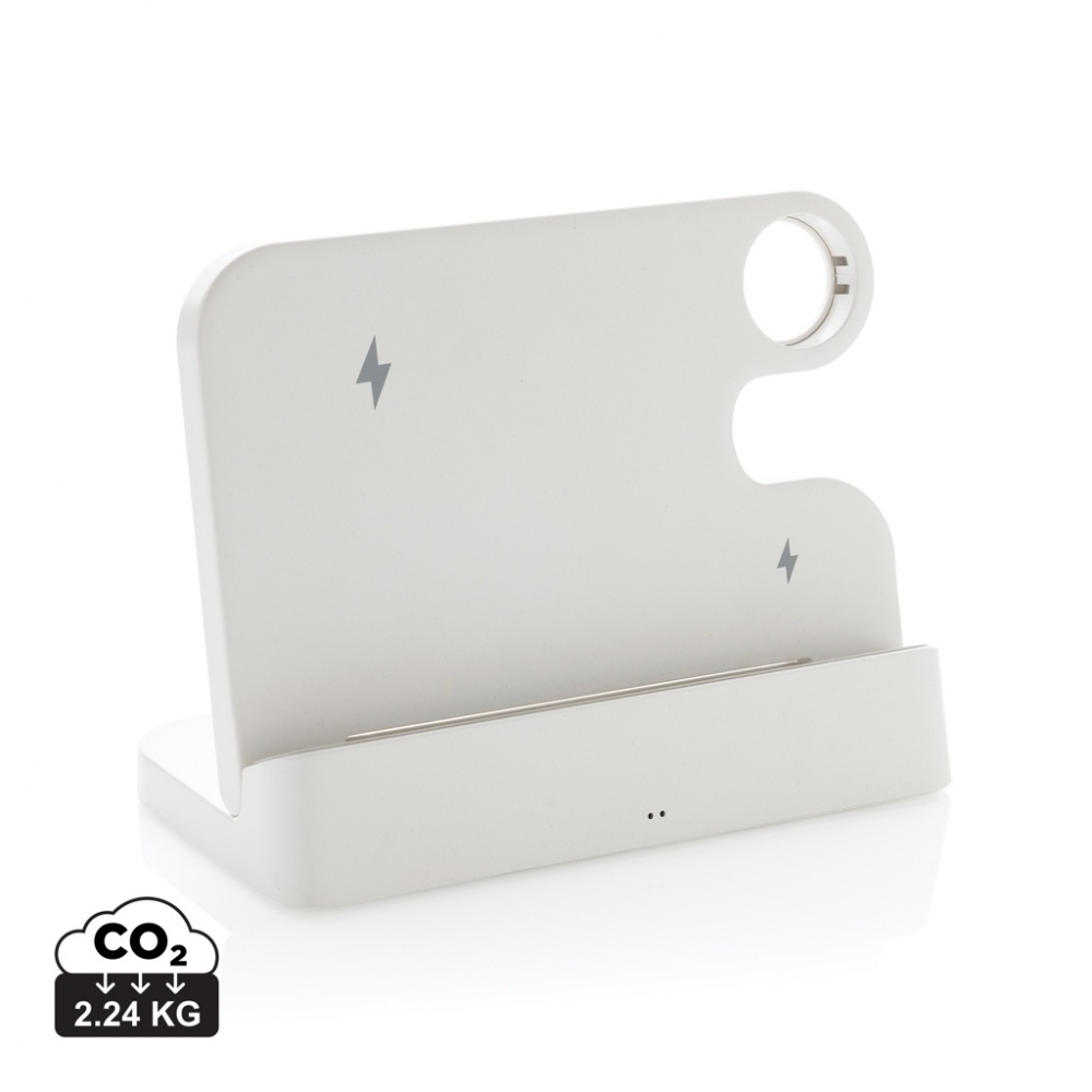 Logotrade corporate gift image of: Joltz RCS recycled plastic dual 15W charger with iWatch slot