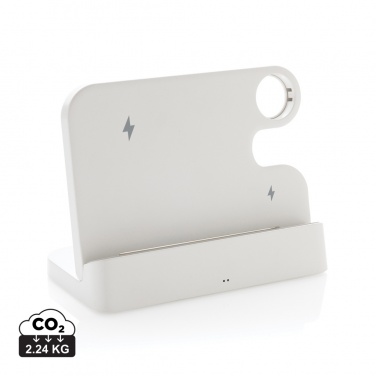 Logo trade promotional merchandise photo of: Joltz RCS recycled plastic dual 15W charger with iWatch slot