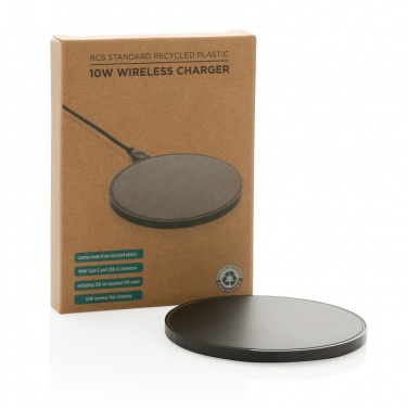 Logo trade promotional gifts image of: RCS standard recycled plastic 10W wireless charger