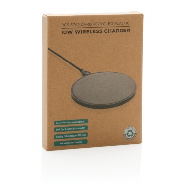 Logo trade promotional gifts image of: RCS standard recycled plastic 10W wireless charger