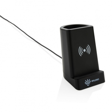 Logo trade corporate gifts image of: Light up logo 5W wireless charging pen holder