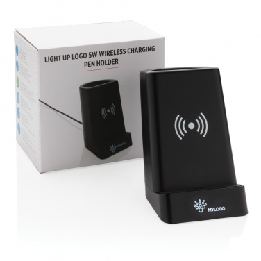 Logo trade promotional items image of: Light up logo 5W wireless charging pen holder