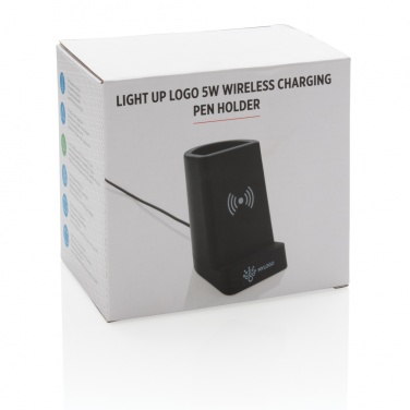 Logotrade business gift image of: Light up logo 5W wireless charging pen holder