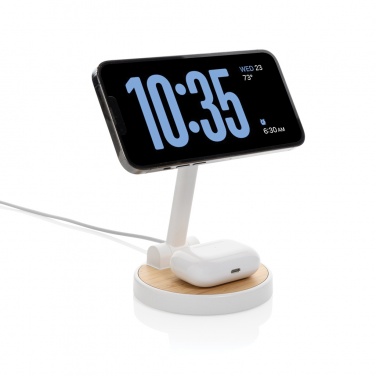 Logo trade promotional gifts image of: Ontario RCS rplastic 15W magnetic charging 2 in 1 stand