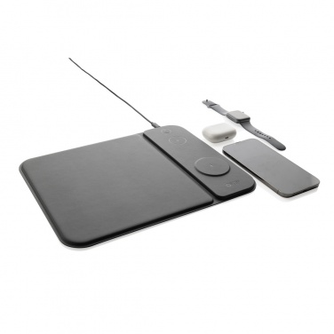 Logotrade promotional gift image of: Swiss peak RCS recycled PU 15W 3 in 1 charging mousepad