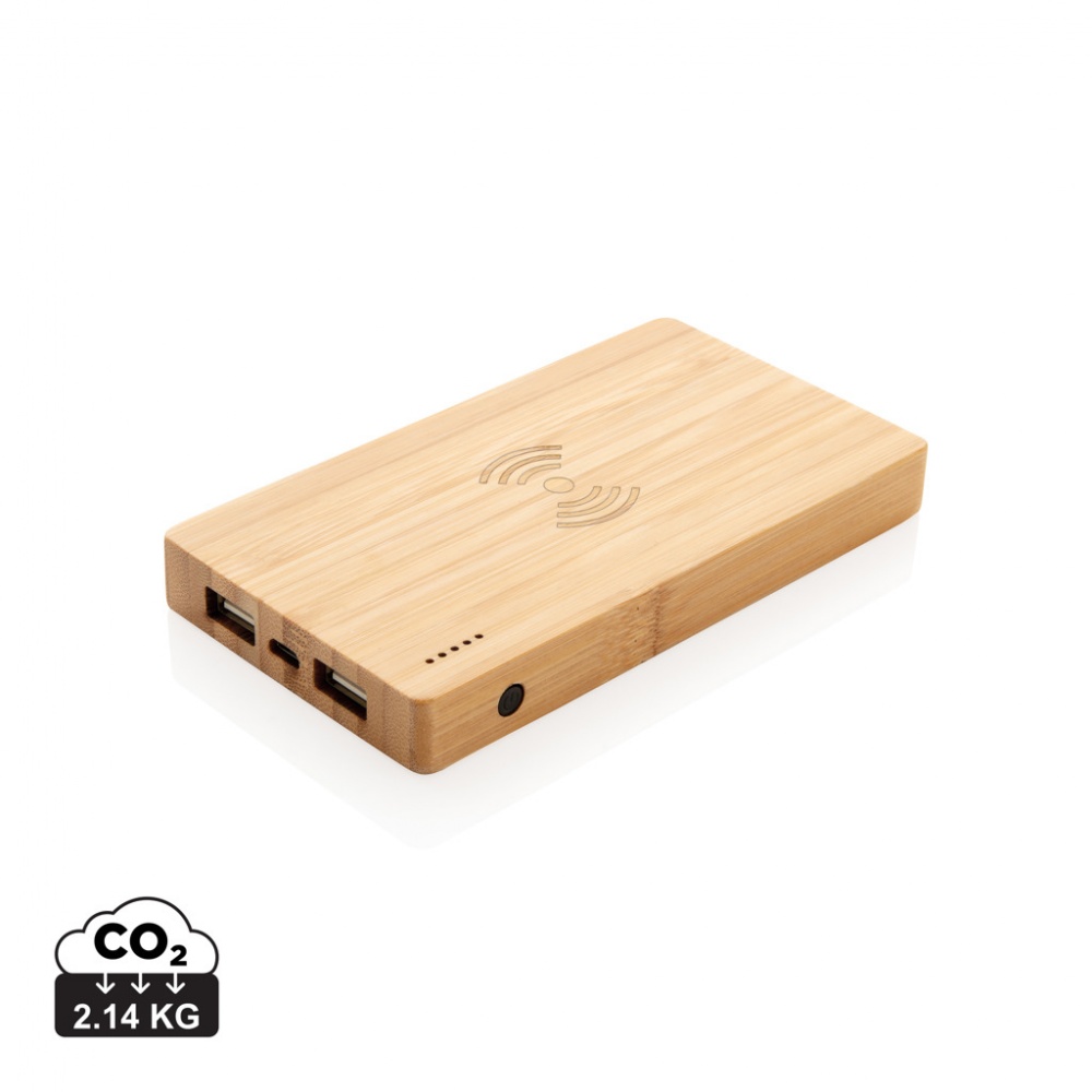 Logotrade promotional gift image of: Bamboo 4.000 mAh wireless 5W Powerbank