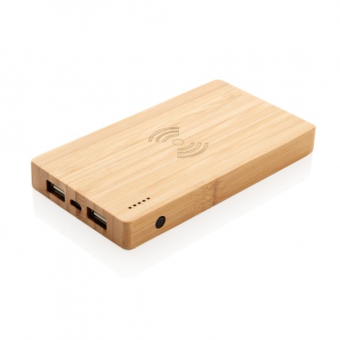 Logo trade advertising products image of: Bamboo 4.000 mAh wireless 5W Powerbank