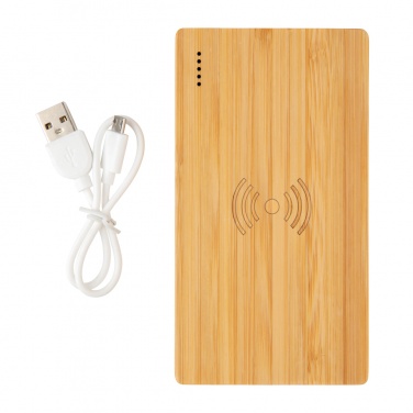 Logotrade business gift image of: Bamboo 4.000 mAh wireless 5W Powerbank