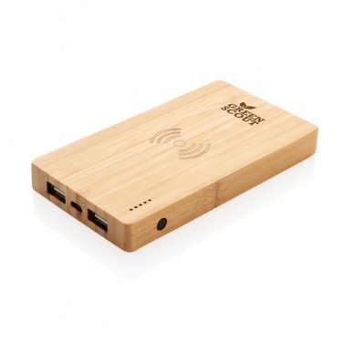 Logotrade corporate gift picture of: Bamboo 4.000 mAh wireless 5W Powerbank