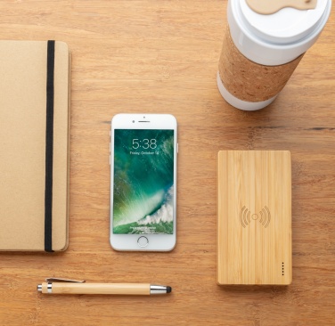 Logo trade corporate gift photo of: Bamboo 4.000 mAh wireless 5W Powerbank