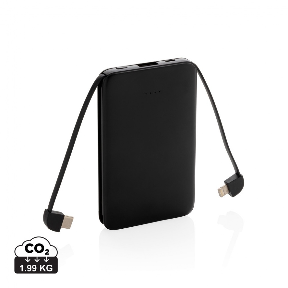 Logotrade business gift image of: 5.000 mAh Pocket Powerbank with integrated cables