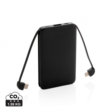 Logo trade promotional item photo of: 5.000 mAh Pocket Powerbank with integrated cables