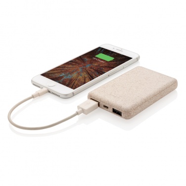 Logotrade corporate gift picture of: Wheat Straw 5.000 mAh Pocket Powerbank