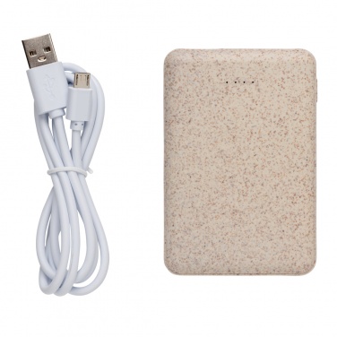 Logo trade promotional gifts image of: Wheat Straw 5.000 mAh Pocket Powerbank