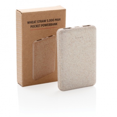 Logotrade advertising product image of: Wheat Straw 5.000 mAh Pocket Powerbank