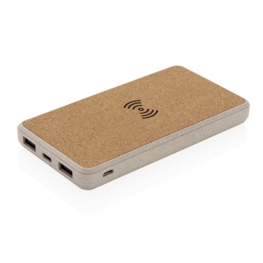 Logotrade corporate gift image of: Cork and Wheat Straw 8.000 mAh 5W wireless powerbank