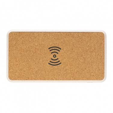 Logo trade promotional gift photo of: Cork and Wheat Straw 8.000 mAh 5W wireless powerbank