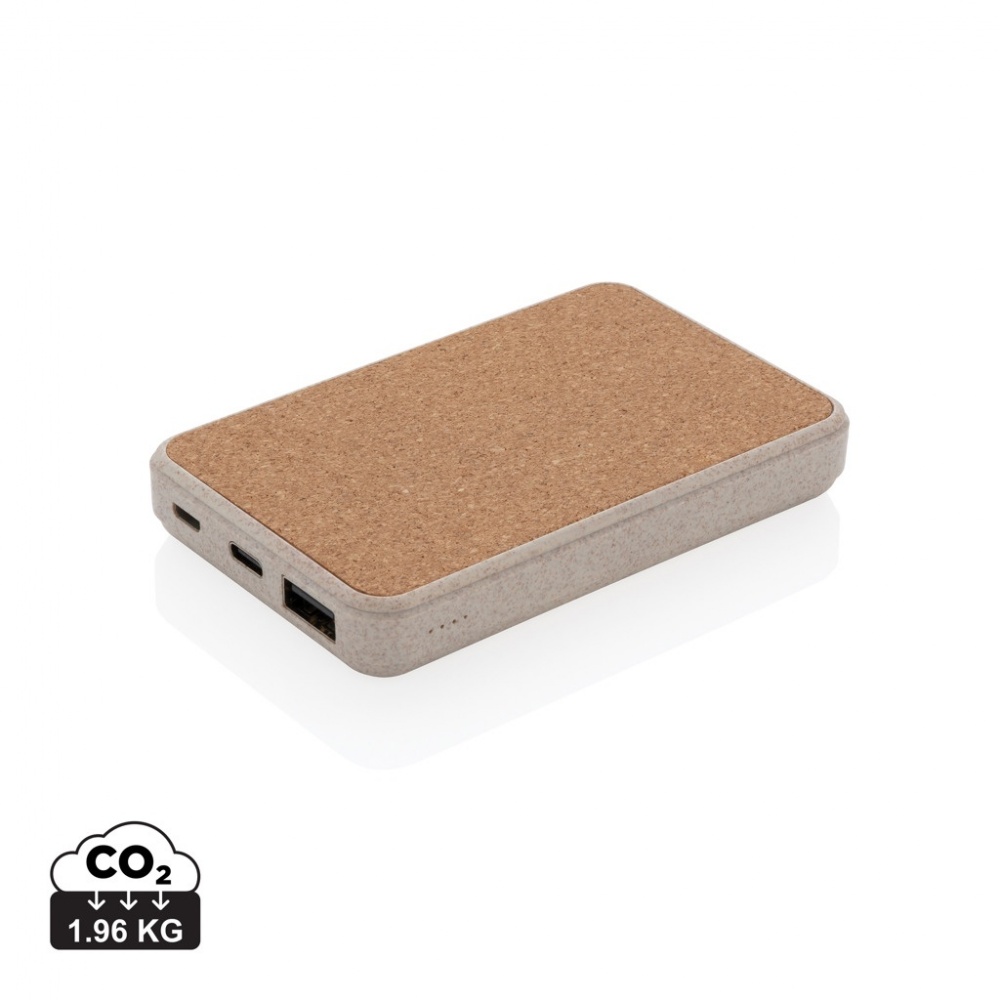 Logo trade business gift photo of: Cork and Wheat 5.000 mAh pocket powerbank