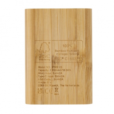 Logo trade business gift photo of: Bamboo 5.000 mAh powerbank