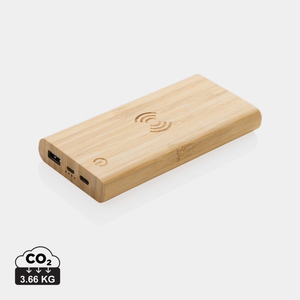 Logotrade advertising products photo of: Bamboo 8.000 mAh 5W wireless powerbank