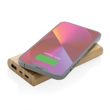 Logo trade business gift photo of: Bamboo 8.000 mAh 5W wireless powerbank