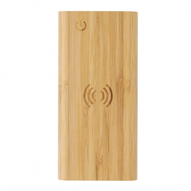 Logo trade promotional gifts picture of: Bamboo 8.000 mAh 5W wireless powerbank