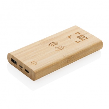 Logo trade promotional products picture of: Bamboo 8.000 mAh 5W wireless powerbank