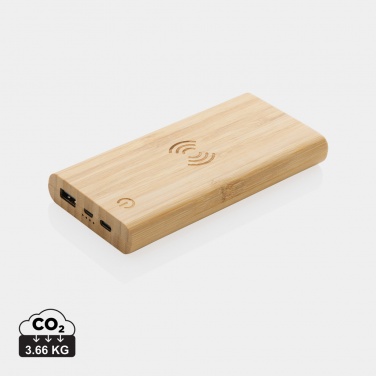 Logo trade business gift photo of: Bamboo 8.000 mAh 5W wireless powerbank