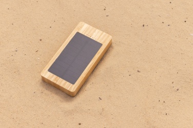 Logo trade business gifts image of: Sunwick 10.000 mAh Bamboo solar powerbank