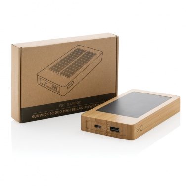 Logo trade corporate gifts picture of: Sunwick 10.000 mAh Bamboo solar powerbank