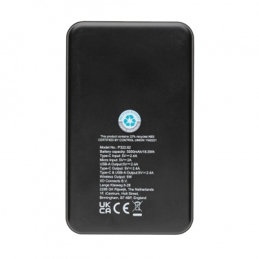 Logotrade promotional product image of: RCS recycled plastic 5.000 mAh 5W wireless powerbank