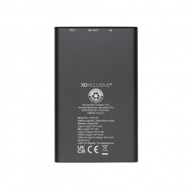 Logotrade promotional merchandise image of: Terra RCS recycled aluminium 5000 mAh powerbank 5W wireless