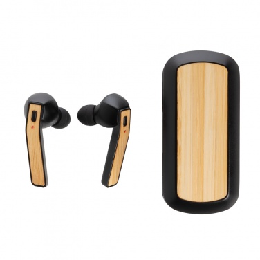 Logotrade advertising product picture of: Bamboo Free Flow TWS earbuds in case