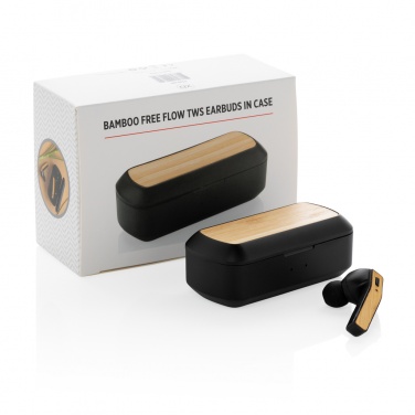 Logo trade promotional item photo of: Bamboo Free Flow TWS earbuds in case