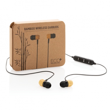 Logotrade promotional product picture of: Bamboo wireless earbuds