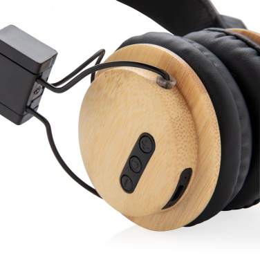 Logo trade promotional gift photo of: Bamboo wireless headphone