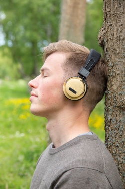 Logo trade corporate gifts image of: Bamboo wireless headphone