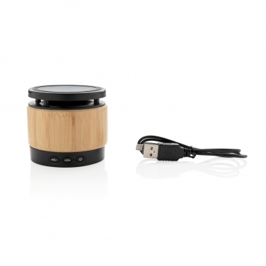 Logotrade promotional products photo of: Bamboo wireless charger speaker