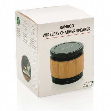 Logotrade promotional merchandise photo of: Bamboo wireless charger speaker