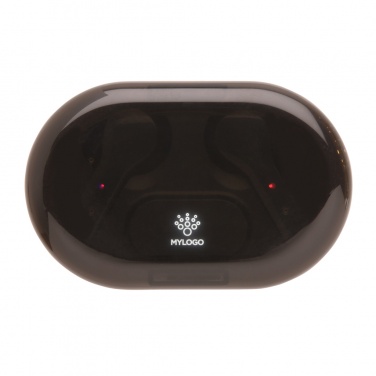 Logotrade promotional item image of: Light up logo TWS earbuds in charging case