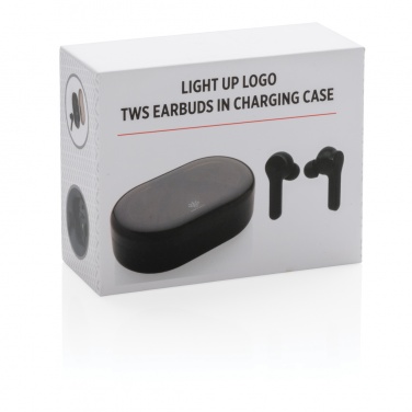 Logotrade promotional item picture of: Light up logo TWS earbuds in charging case