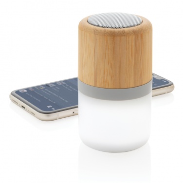 Logo trade promotional merchandise image of: Bamboo colour changing 3W speaker light