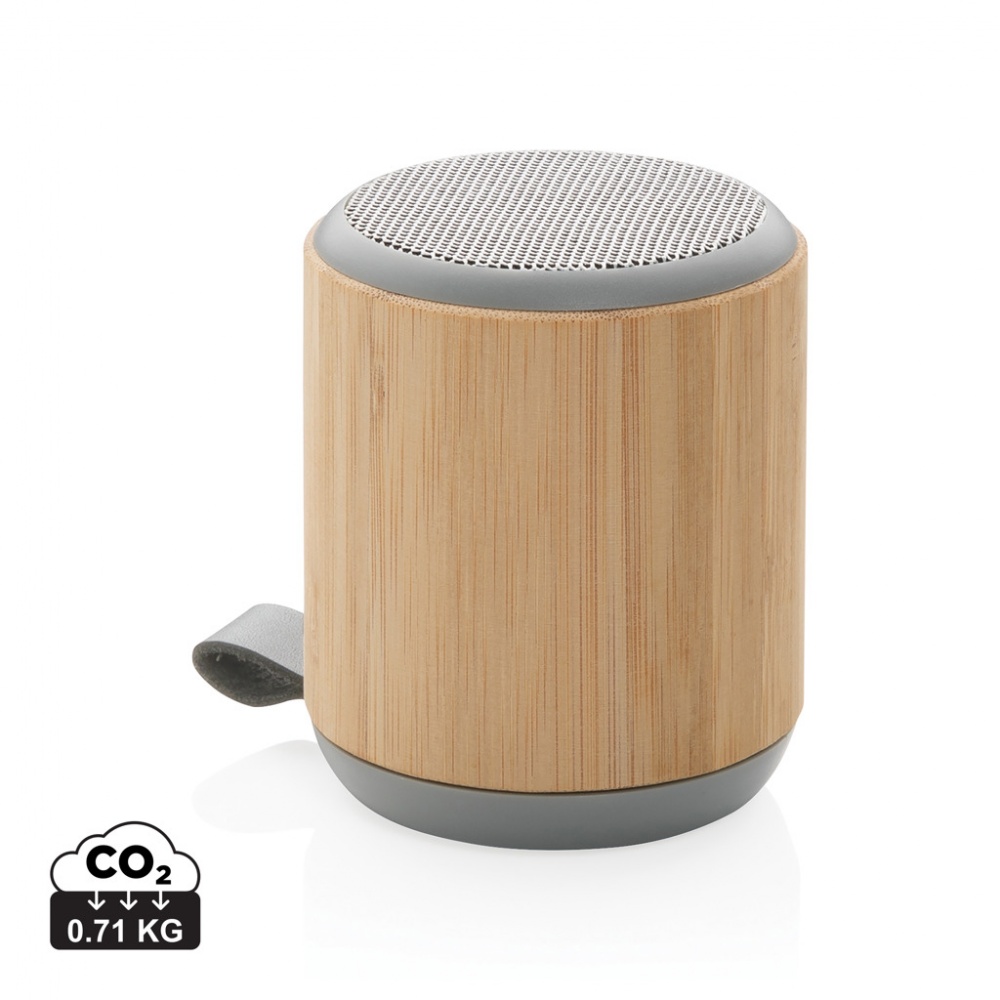 Logo trade corporate gifts picture of: Bamboo and fabric 3W wireless speaker